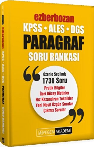 2022 KPSS ALES DGS Ezberbozan Paragraf Soru Bankası